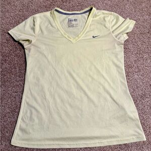 Nike Dry-Fit Performance Athletic Yellow V-Neck Tee Shirt Medium